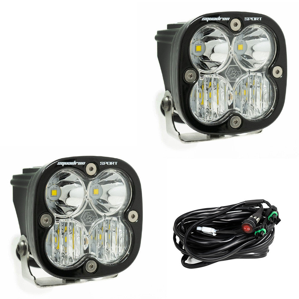 Baja Designs Squadron Sport LED Light Display of Included Parts