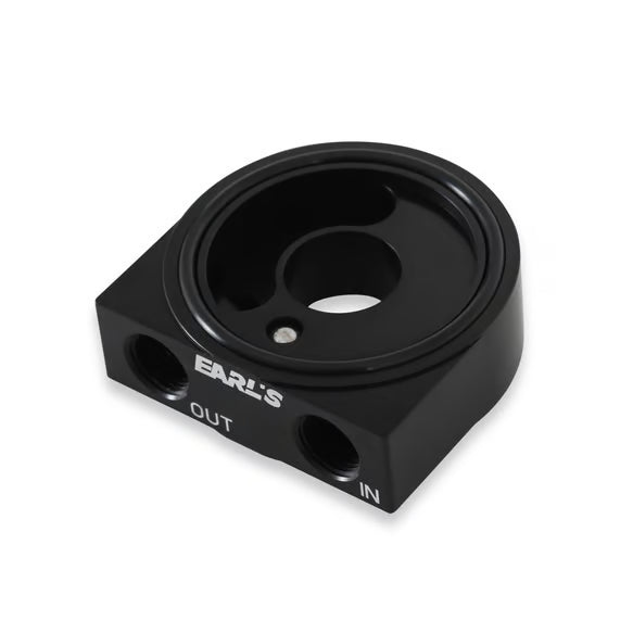 Earl's Sandwich Filter Adapter Front View Black