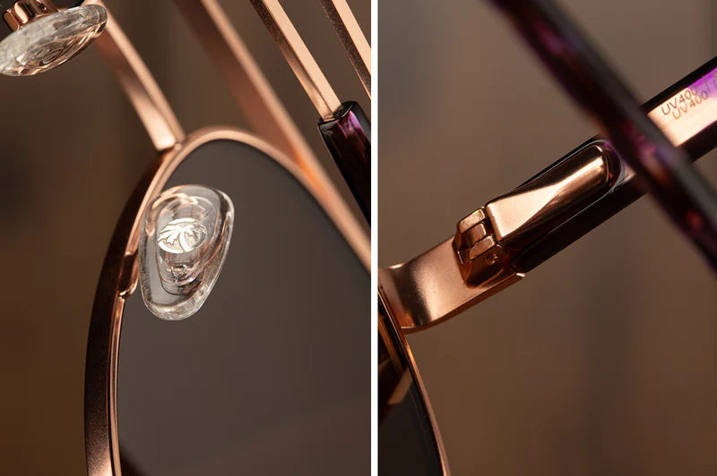 Incline Sunglasses: Rose Gold Front View