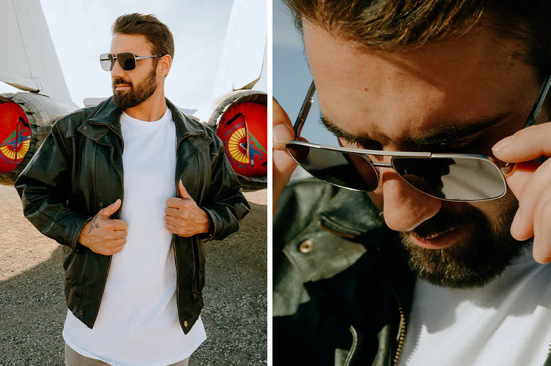 Nimitz Sunglasses: Gun Metal Front View