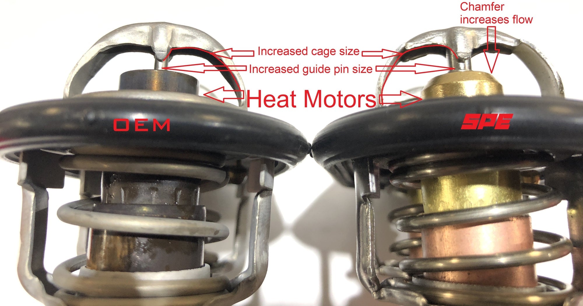 SPE 6.7L Powerstroke Low Temp, High Flow Thermostat Front View