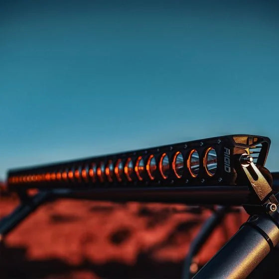 Rigid Industries Revolve 50 Inch Bar with Amber Trim Ring Front View