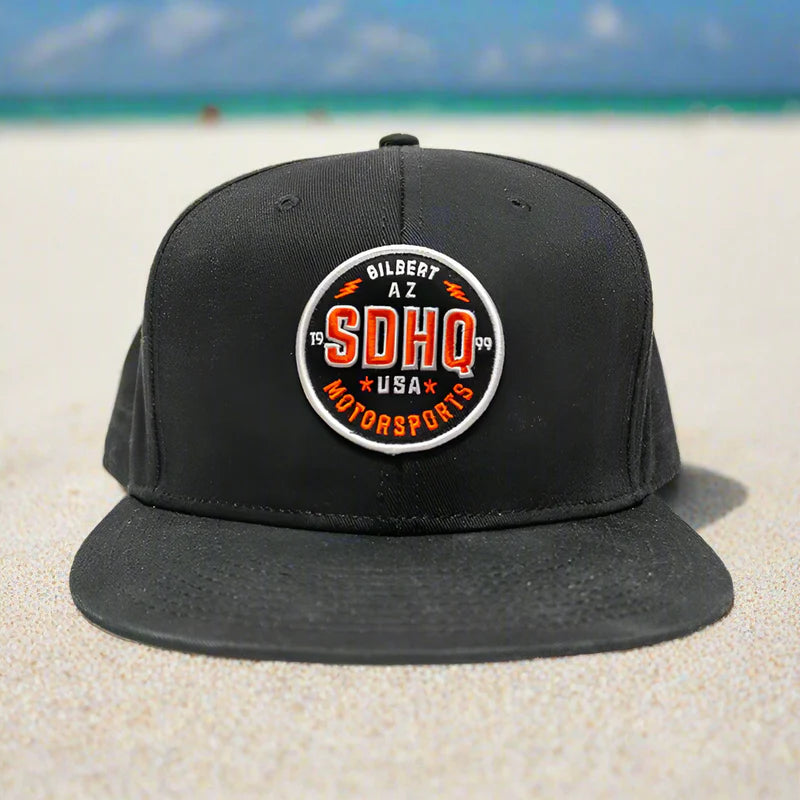 SDHQ Motorsports Black Snapback Hat