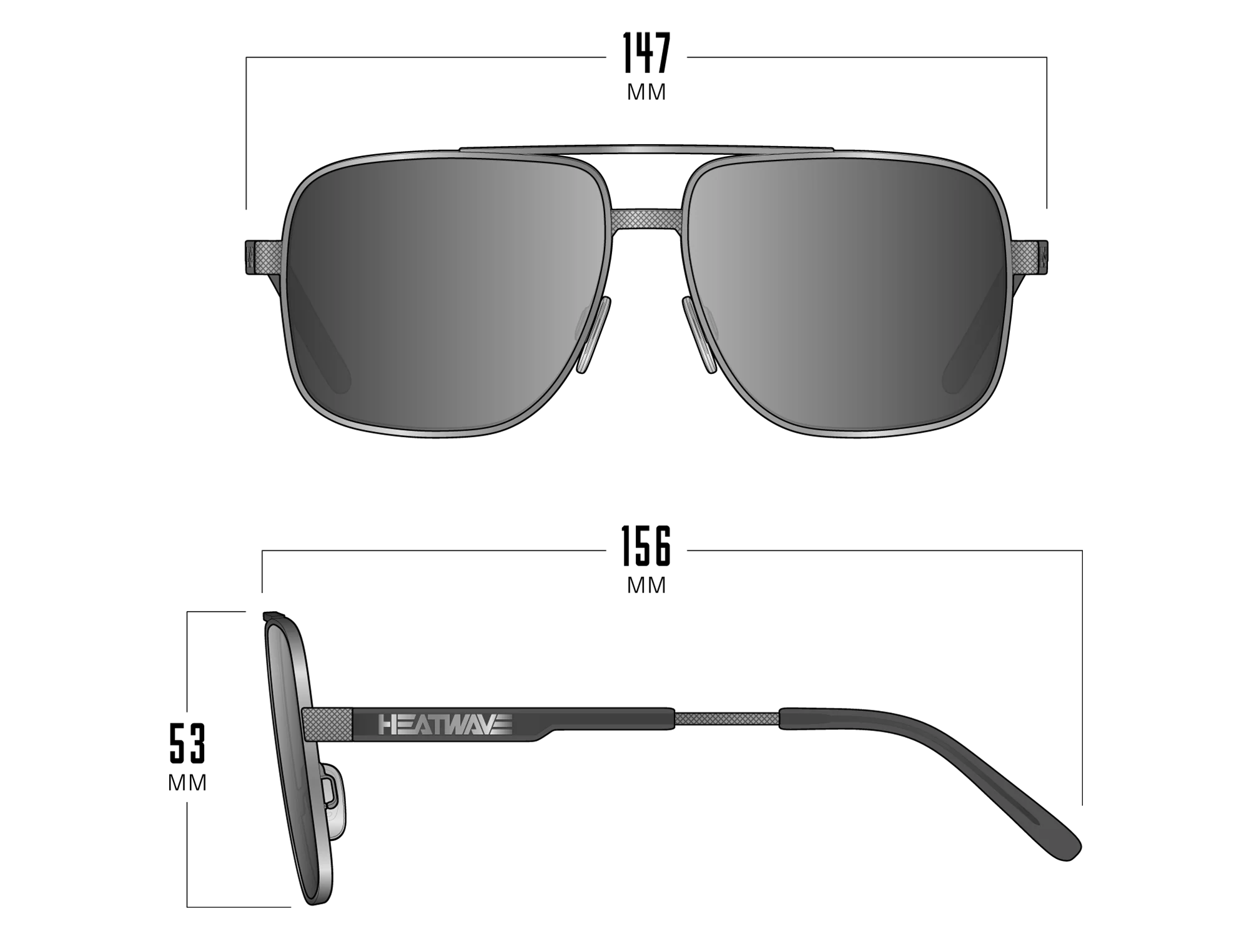 Nimitz Sunglasses: Gun Metal Front View