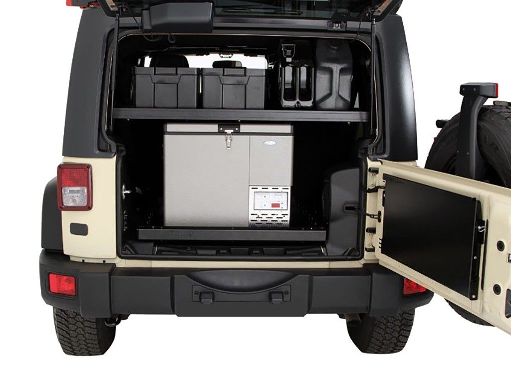 '07-17 Jeep Wrangler JKU 4-Door Interior Cargo Storage Rack Display in vehicle