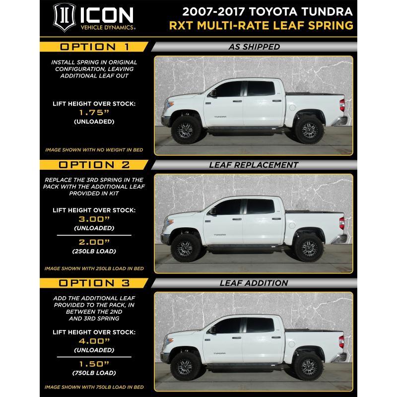 07-21 Toyota Tundra RXT Multi Rate Leaf Spring Kit Suspension Icon Vehicle Dynamics options