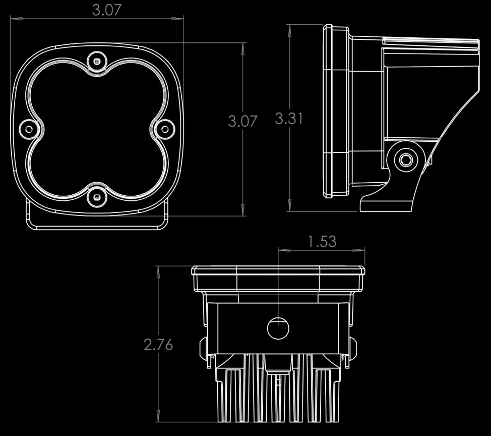 '07-21 Toyota Tundra SAE Fog Light Kit Baja Designs Diagram of Measurements
