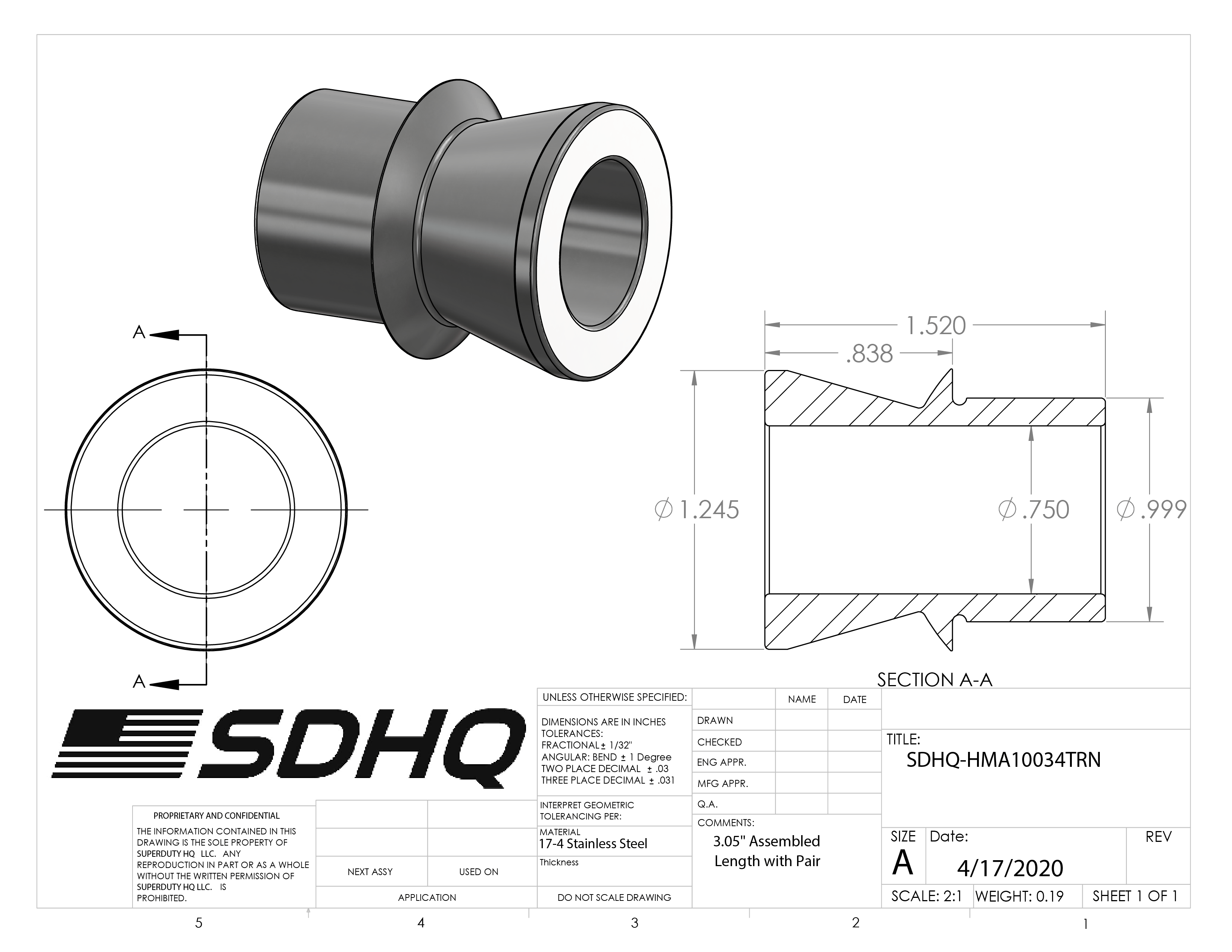 1"-3/4" High Misalignment Spacer Misalignment Spacer SDHQ Off Road 1.52" Tall
