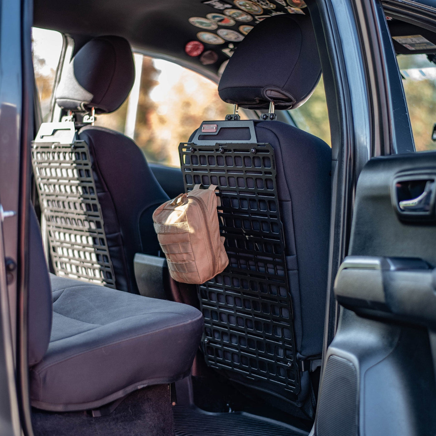 '16-23 Toyota Tacoma Builtright Industries Seat Back Tech Plate Molle Panel Kit Display in Vehicle