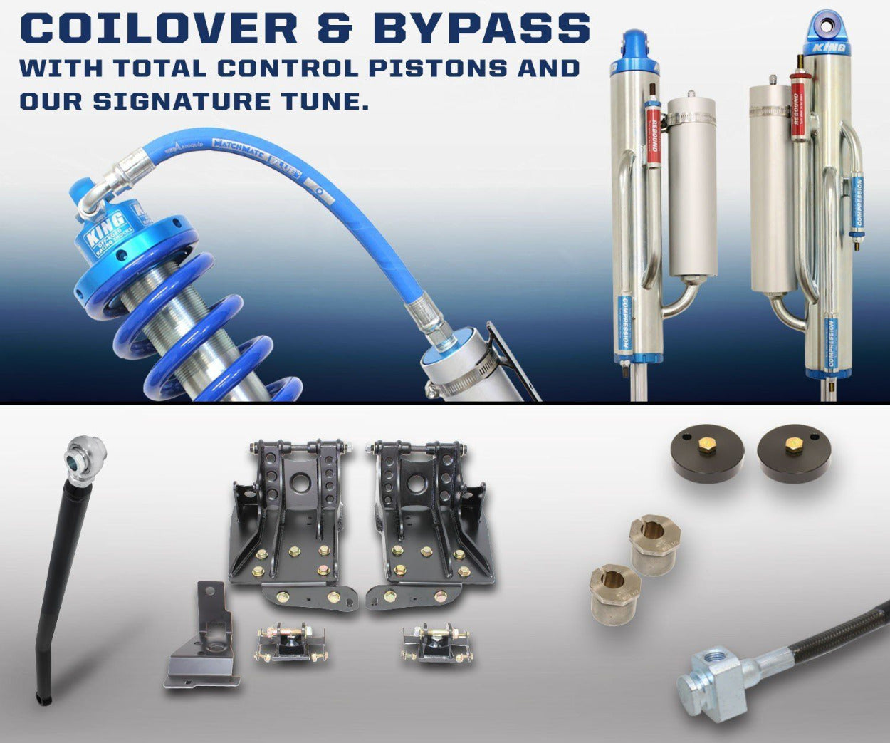 '11-16 Ford F250/350 2.5 Coilover Bypass System-2.5" Lift Display of Included Parts