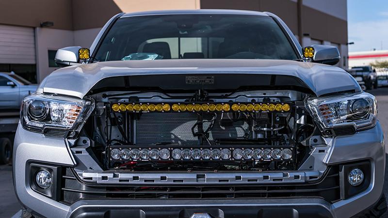 '16-23 Toyota Tacoma SDHQ Built Behind the Grille Light Bar Mount (front view)