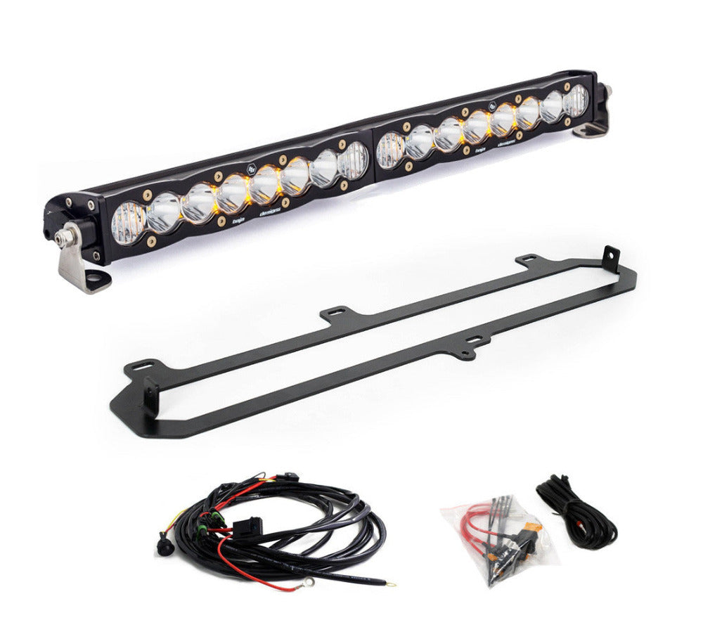 '22-23 Toyota Tundra TRD Grille Baja Designs 20" S8 OEM Replacement LED Light Bar Kit Display of Included Parts