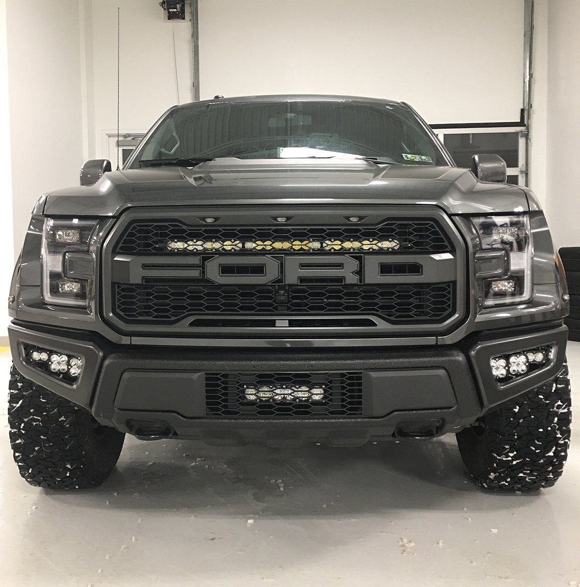 '17-20 Ford Raptor 10" OnX6 Lower Grille LED Light Kit Baja Designs display on Vehicle