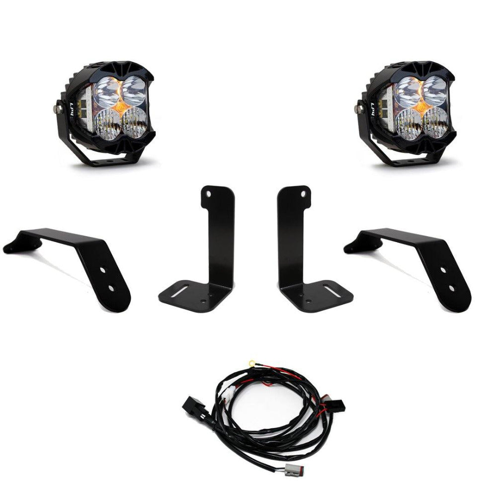 '18-23 Jeep JL Bumper LP4 LED Light Kit Lighting Baja Designs Display of Included Parts