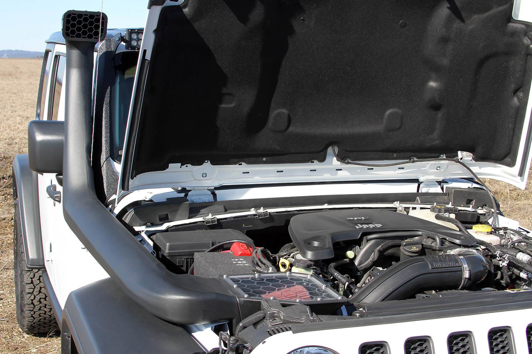 '18-20 Jeep JL 3.6L Delta Force Performance Air Intake Display on Vehicle