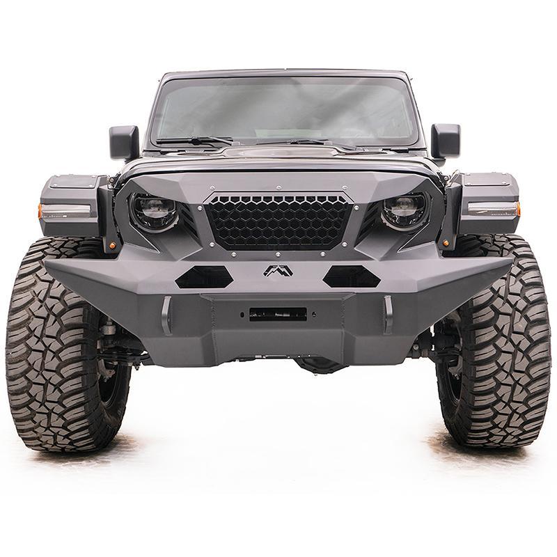 '18-22 Jeep JL Grumper Series Front Bumper Fab Fours Full Width Bumper Fab Fours Black Powdercoat display