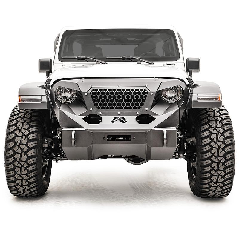 '18-22 Jeep JL Grumper Series Front Bumper Fab Fours half Width Bumper Fab Fours Black Powdercoat display