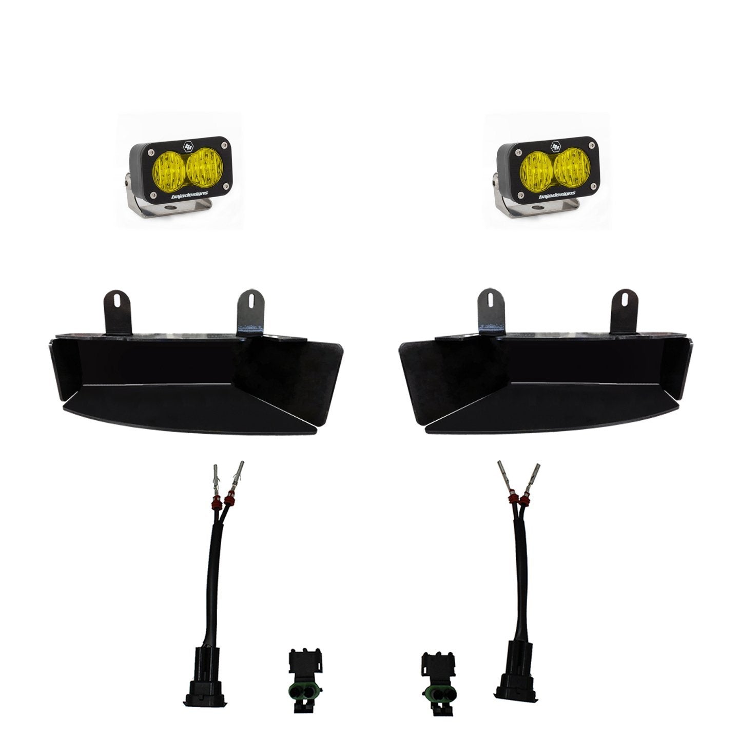 '19-21 Ram 2500/3500 S2 Fog Pocket Kit Lighting Baja Designs Amber Display of Included Parts