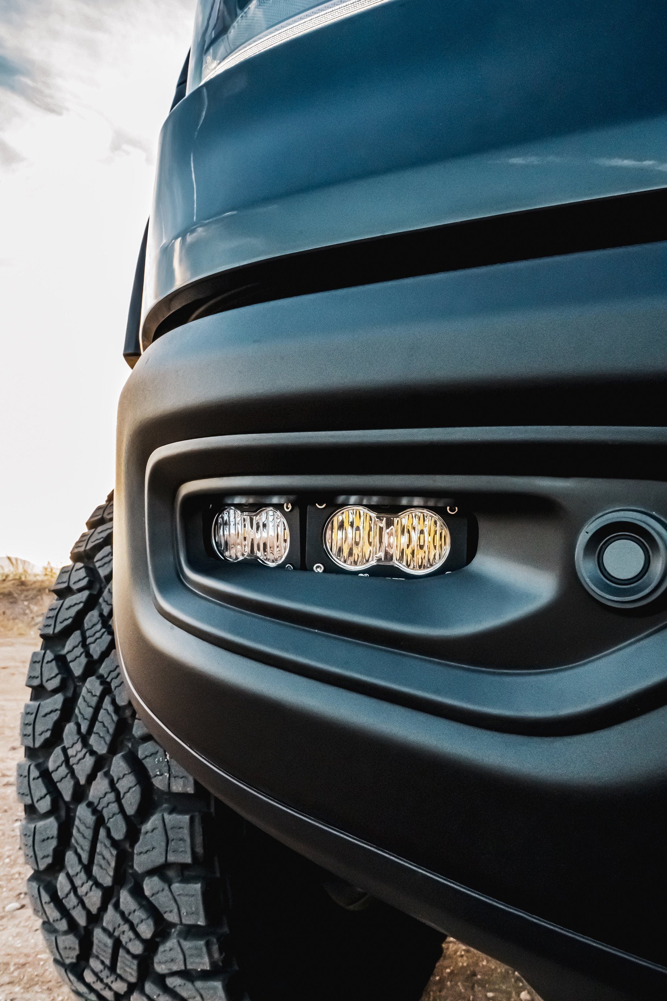 '19-22 Ram 1500 Rebel/TRX Dual S2 Fog Light Kit Lighting Baja Designs close-up Display on Vehicle