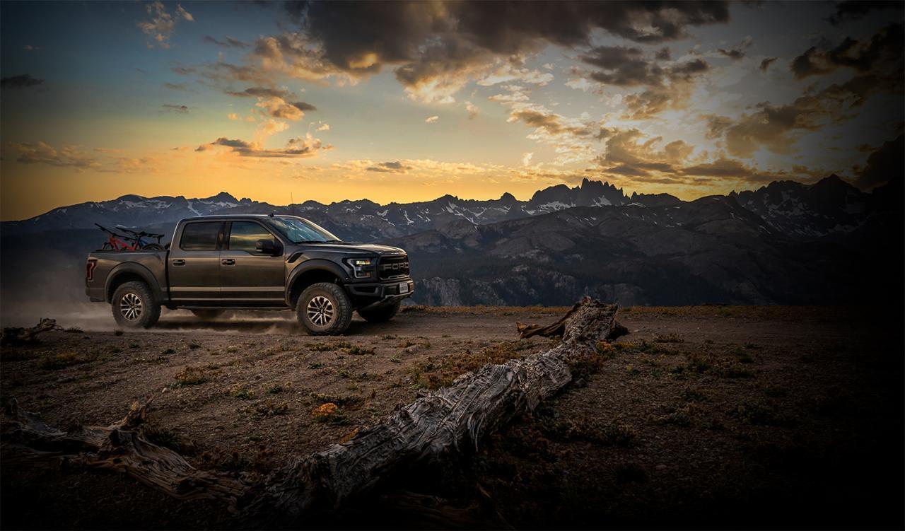 '19-20 Ford Raptor Fox Factory Race Series 3.0 Live Valve Internal Bypass Coilovers & PB Rear Shock Package Display on Vehicle