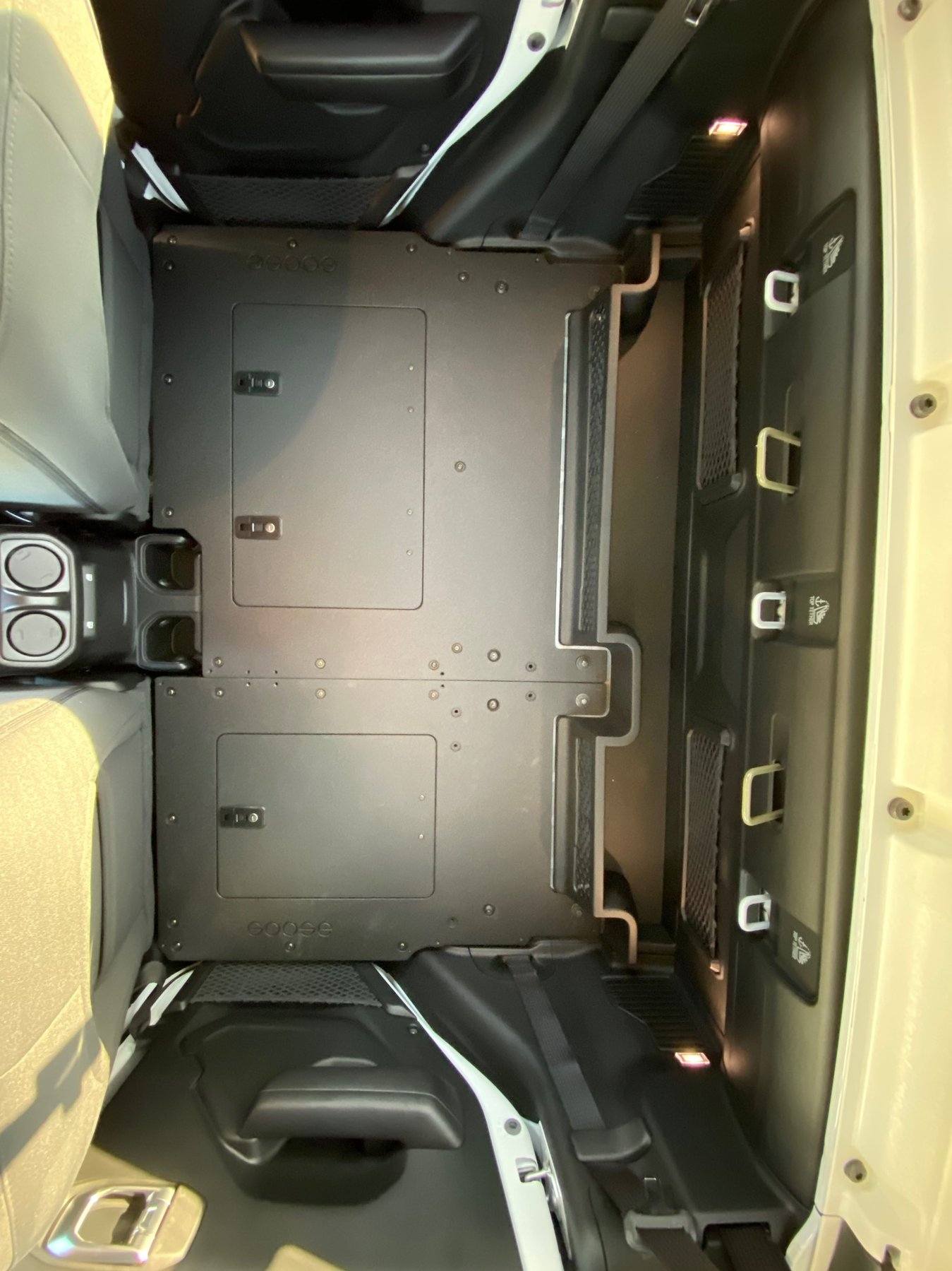 '19-23 Jeep JT 4 Door Goose Gear 2nd Row Seat Delete Plate System Display in vehicle