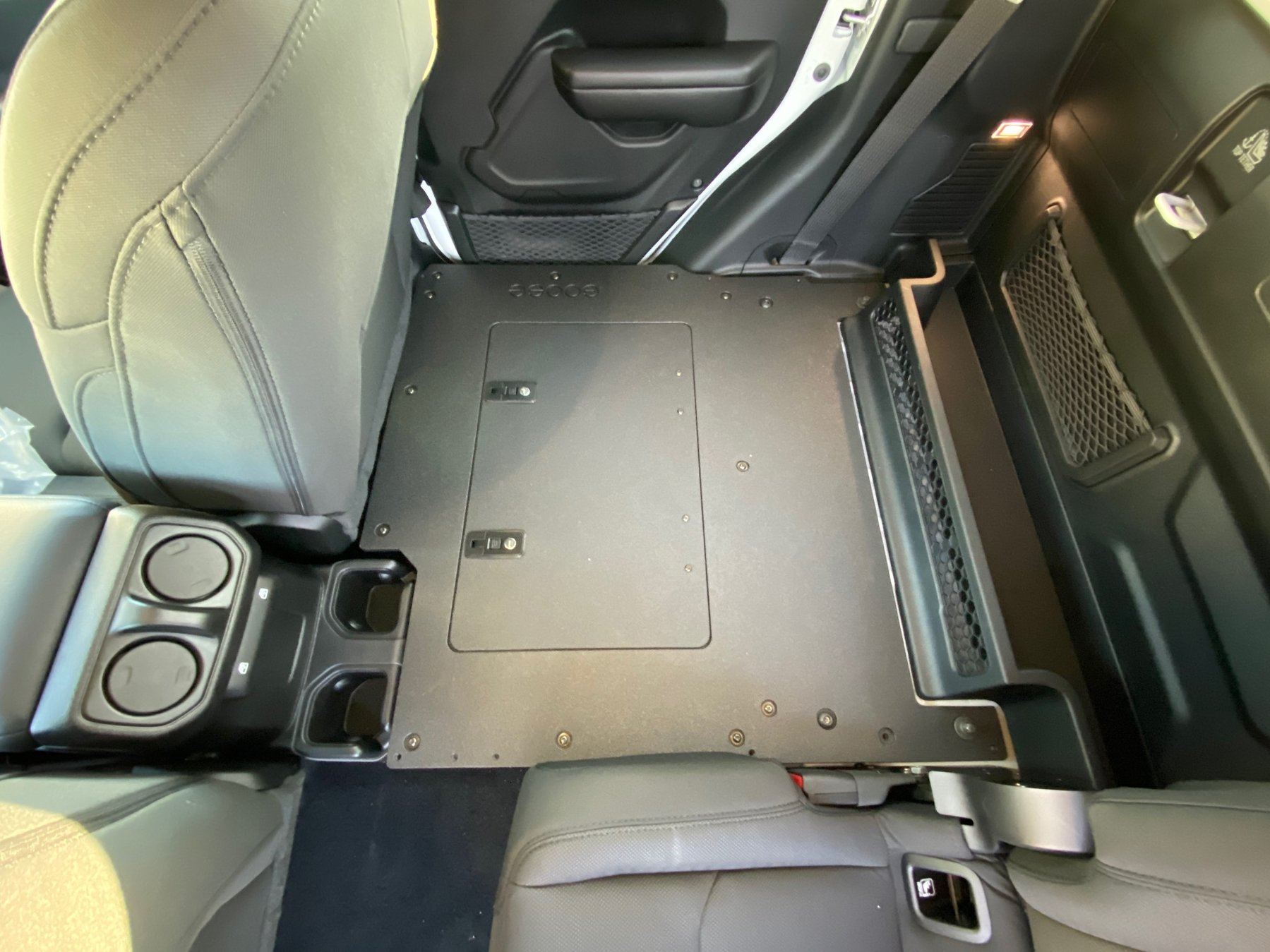 '19-23 Jeep JT 4 Door Goose Gear 2nd Row Seat Delete Plate System Display in vehicle