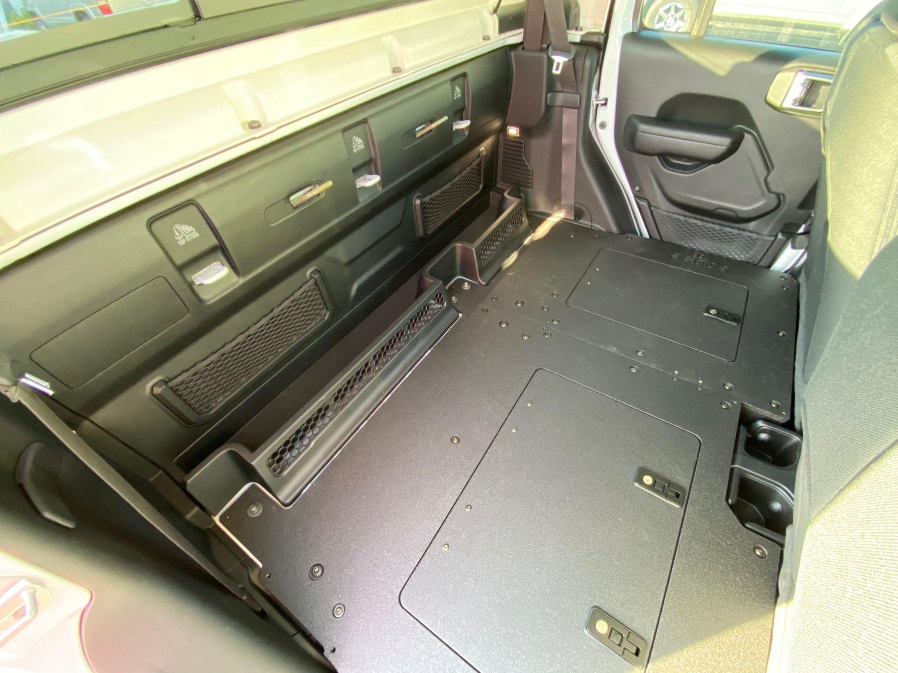 '19-23 Jeep JT 4 Door Goose Gear 2nd Row Seat Delete Plate System Display in vehicle