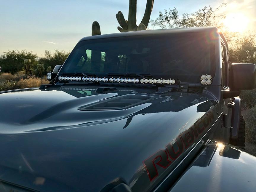 '20-22 Jeep Gladiator (JT) Squadron Series & 40" S8 Cowl Mounting Kit Lighting Baja Designs display on Vehicle