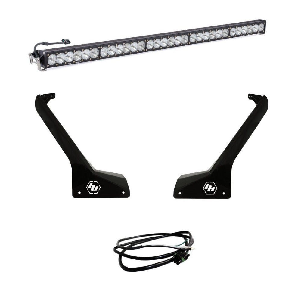 '20-22 Jeep JT Gladiator 50" OnX6+ Roof Bar Kit Lighting Baja Designs Display of Included Parts