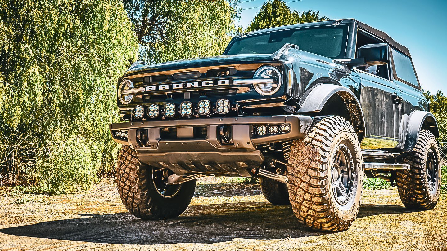 '21-23 Ford Bronco Squadron Pro Fog Light Pocket Kit Lighting Baja Designs display on Vehicle