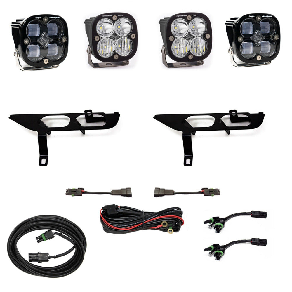 '21-22 Ford F150 Baja Designs Squadron Sport Fog Light Pocket Kit Lighting Baja Designs Display of Included Parts