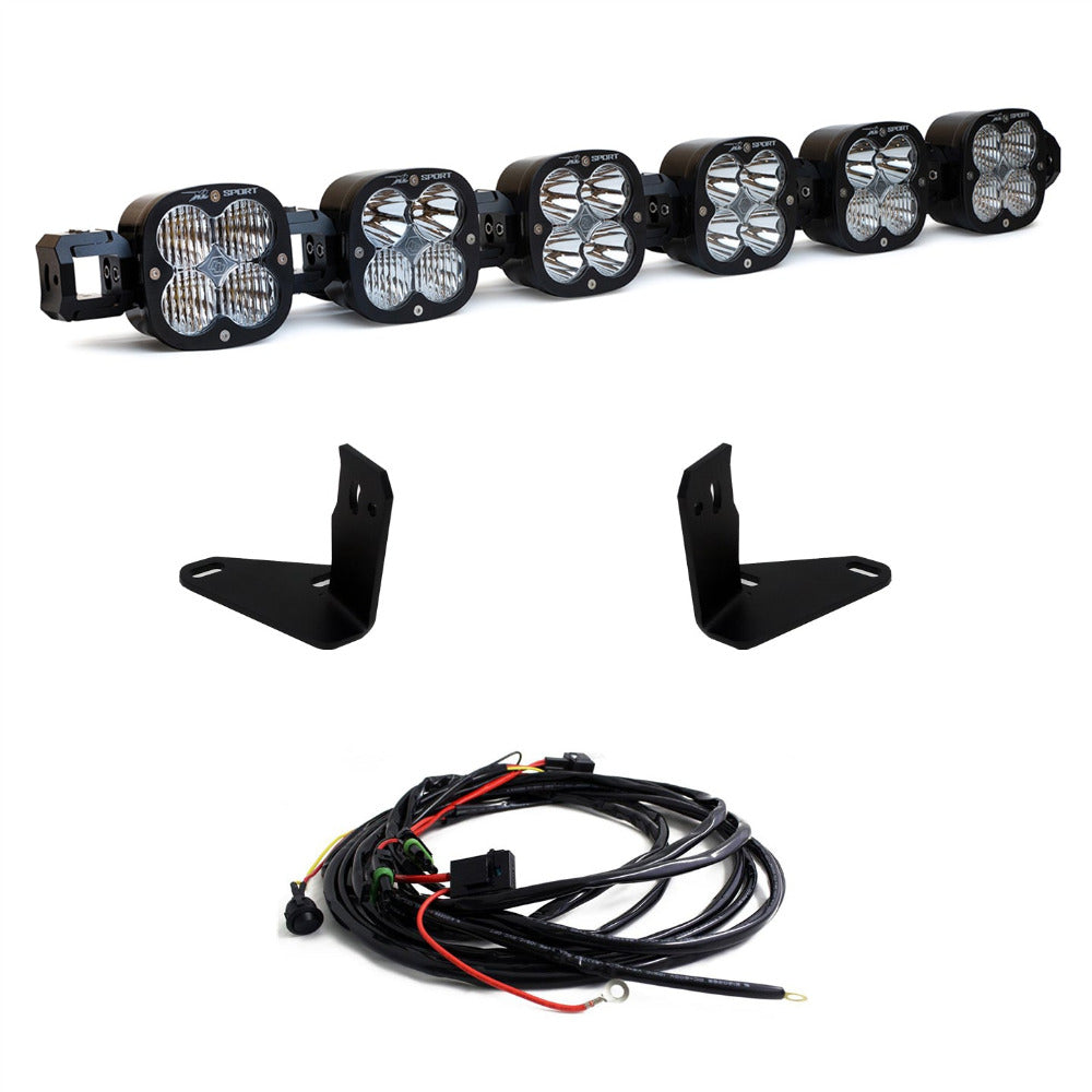 '21-23 Ford Bronco Baja Designs 6 XL Linkable LED Light Kit Display of Included Parts