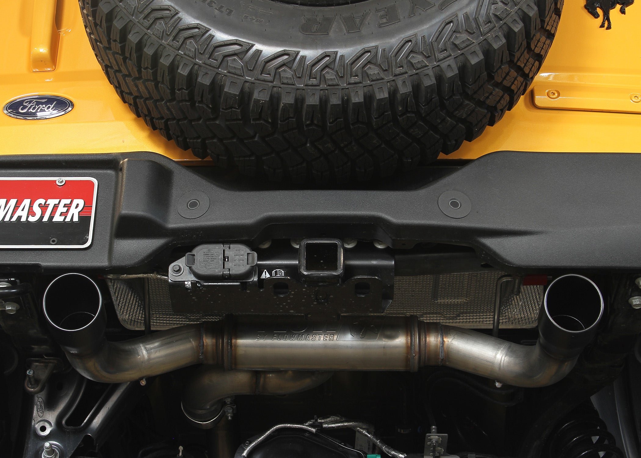 '21-23 Ford Bronco Flowmaster FlowFX Cat-Back Dual Exit Exhaust System Close-up Display on Vehicle