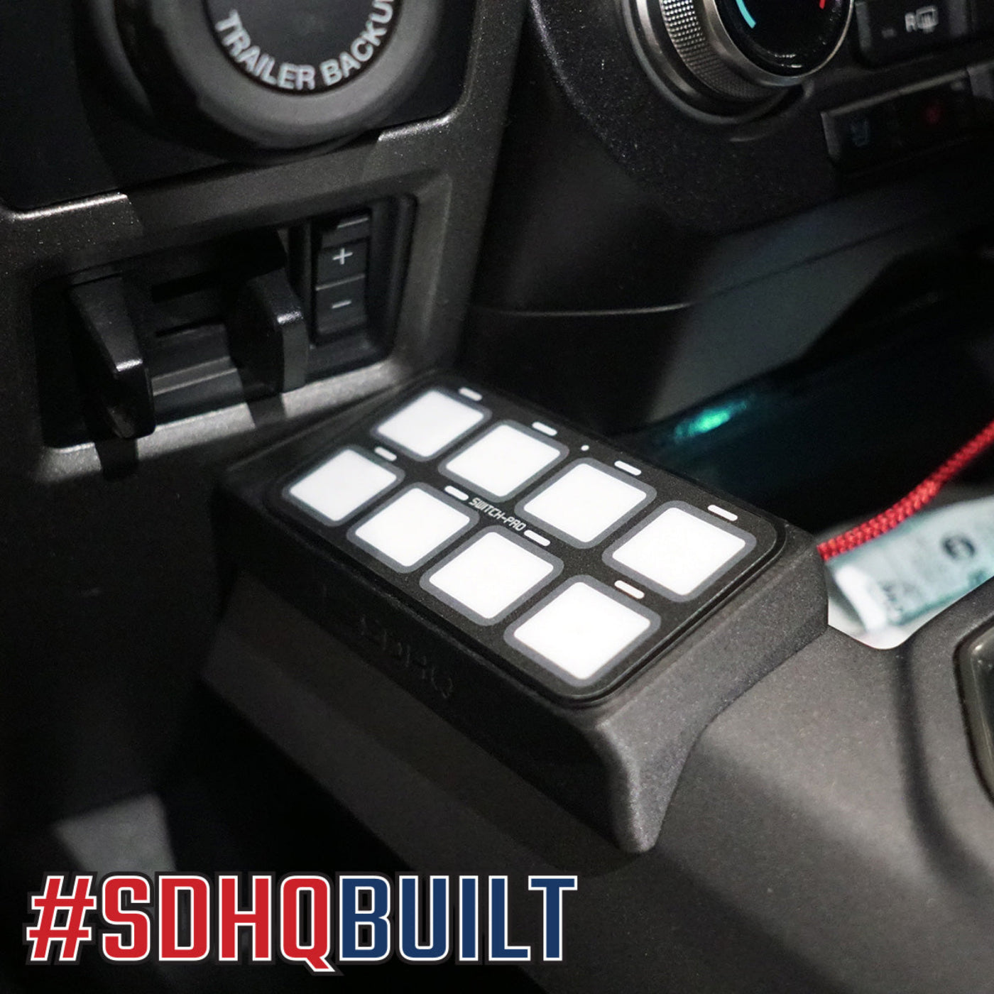 '15-20 Ford F150 SDHQ Built Switch Pros SP-9100 Flow Through Center Console Keypad Mount installed