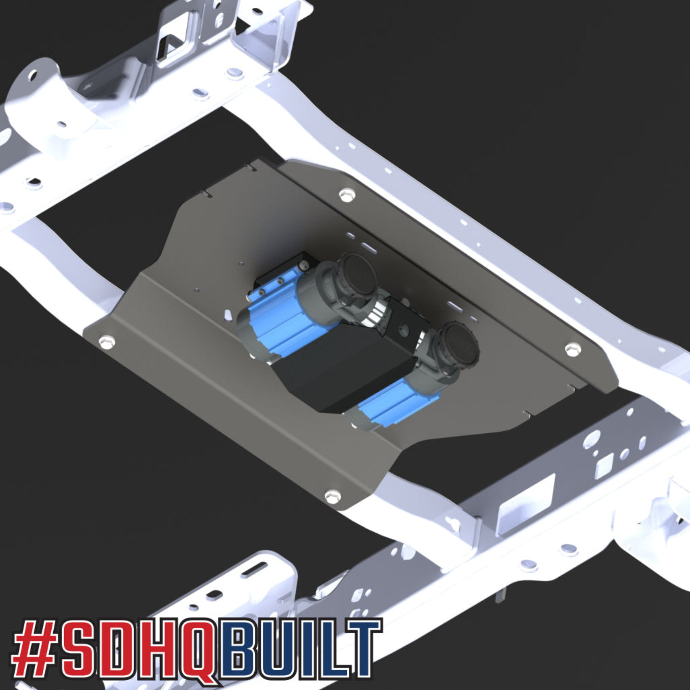 '17-24 Ford Super Duty F-250/F-350 SDHQ Built Under Bed Air Compressor Mount installed design