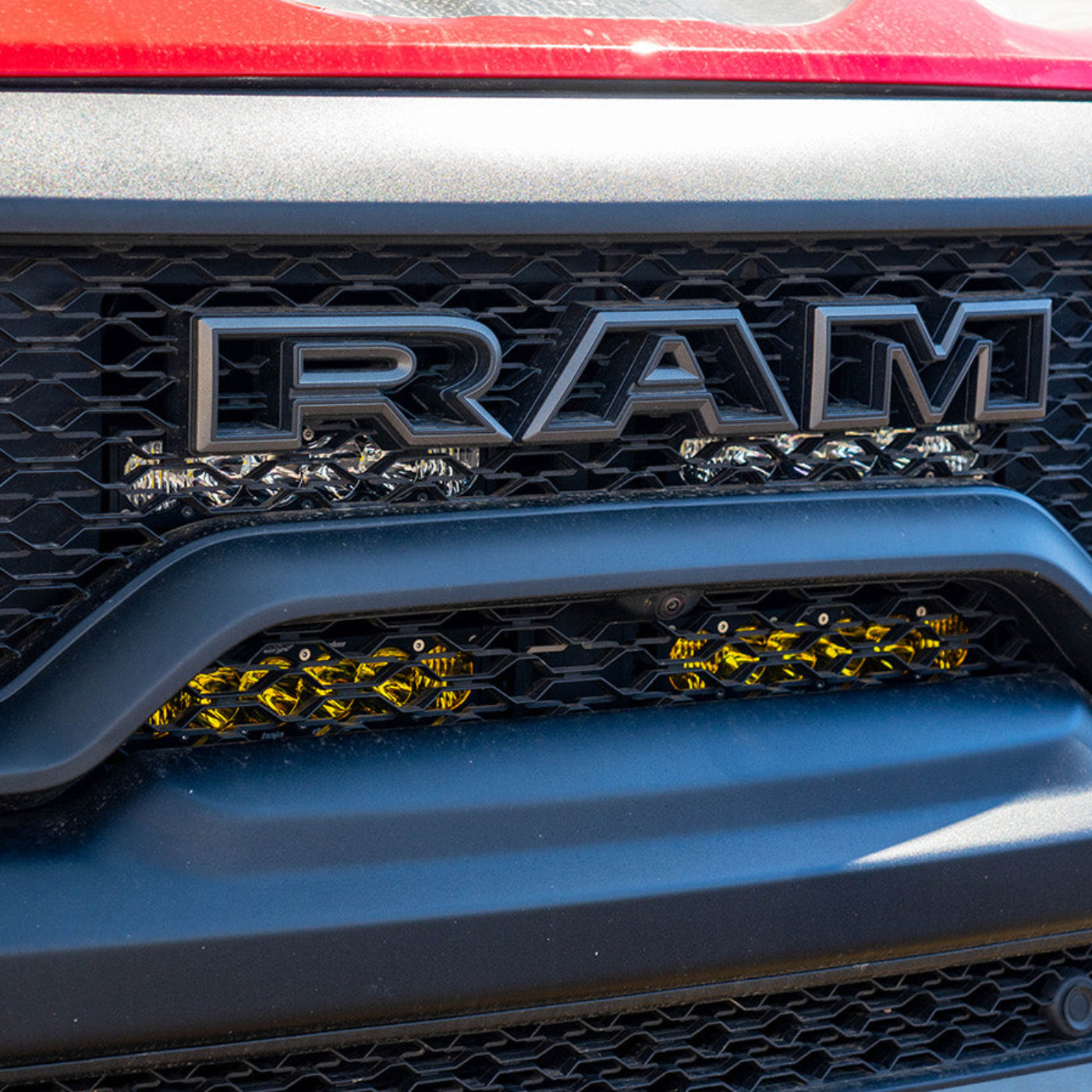 21-24 Ram 1500 TRX SDHQ Built Behind the Grille LED Light Bar Mount installed