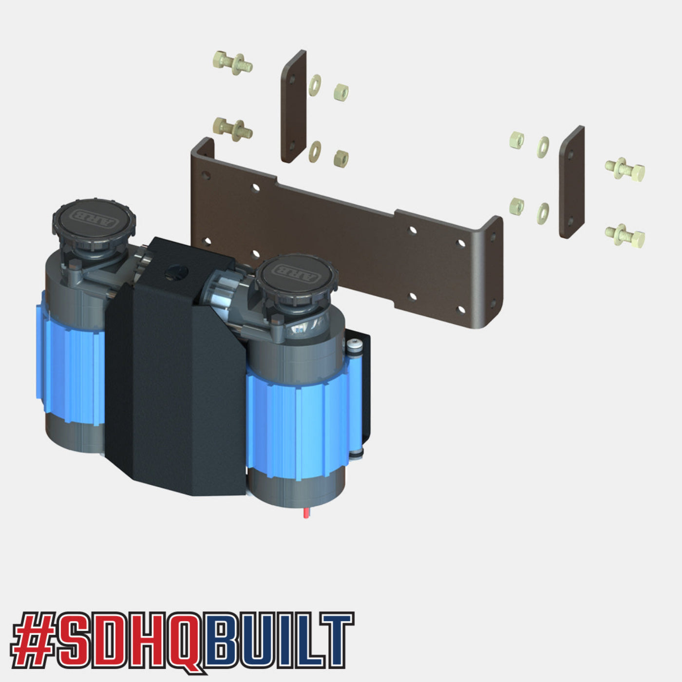 SDHQ Built Universal Weld on ARB Compressor Mount exploded diagram design