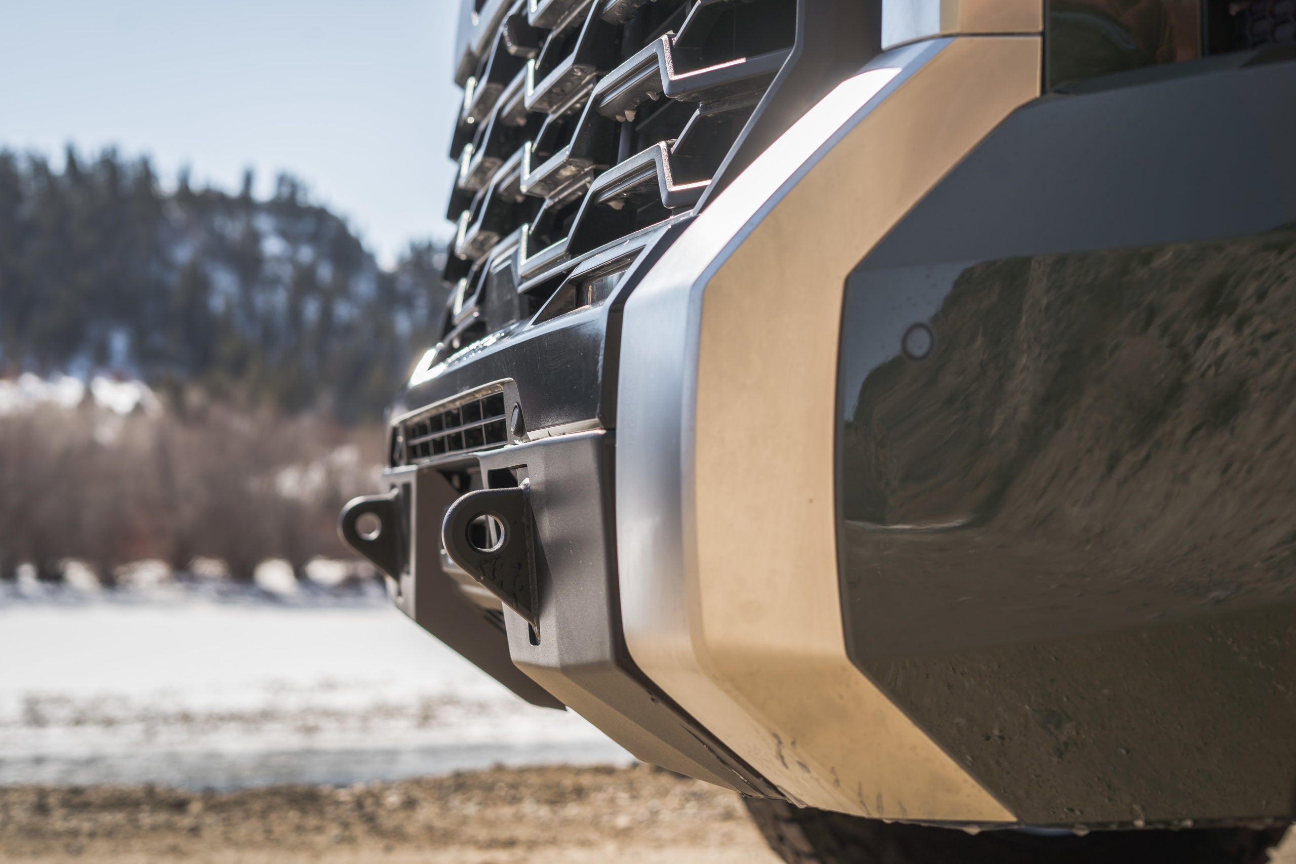 '22-25 Toyota Tundra CBI Off-Road Covert Series Front Bumper Close-up Display on Vehicle