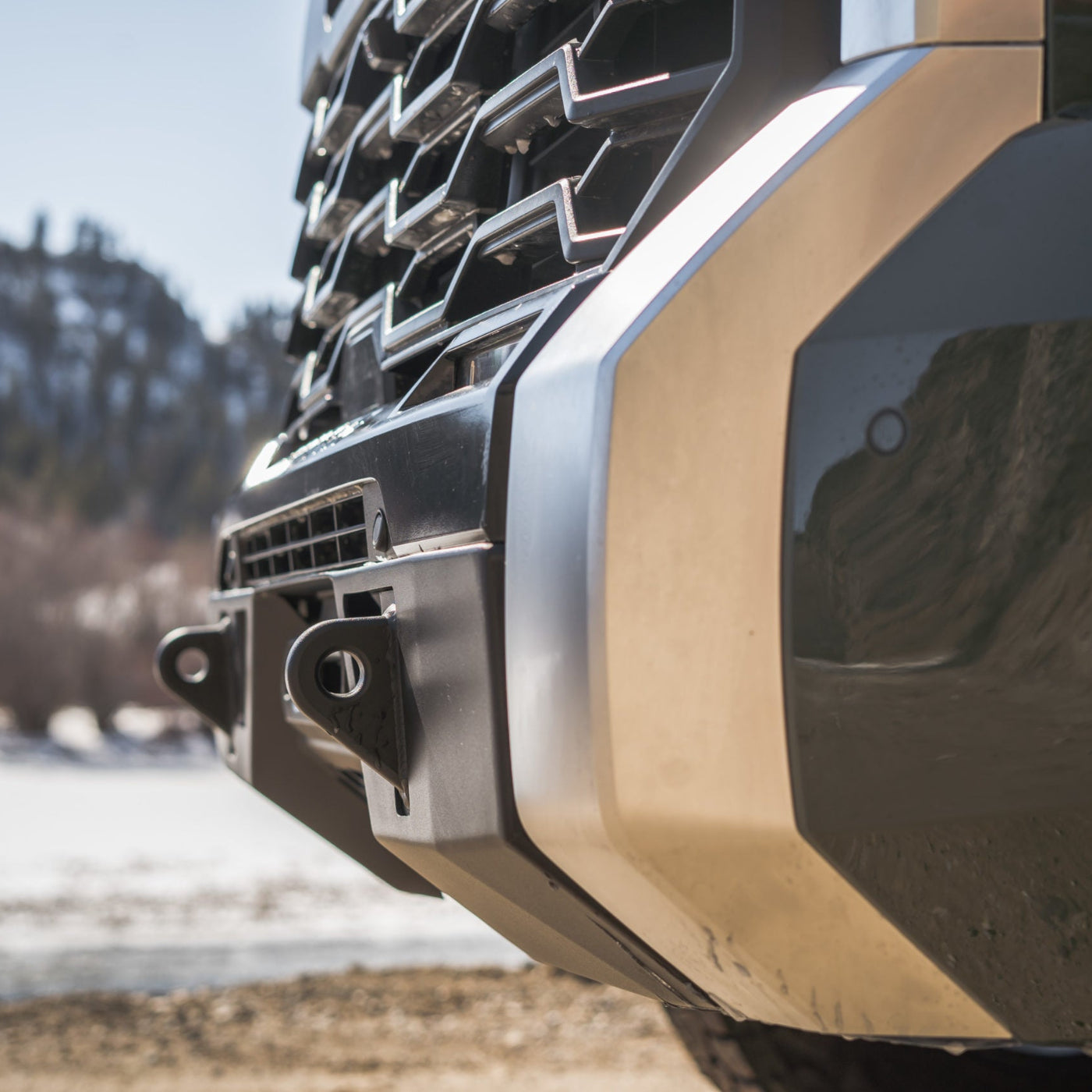 '22-25 Toyota Tundra CBI Off-Road Covert Series Front Bumper Close-up Display on Vehicle