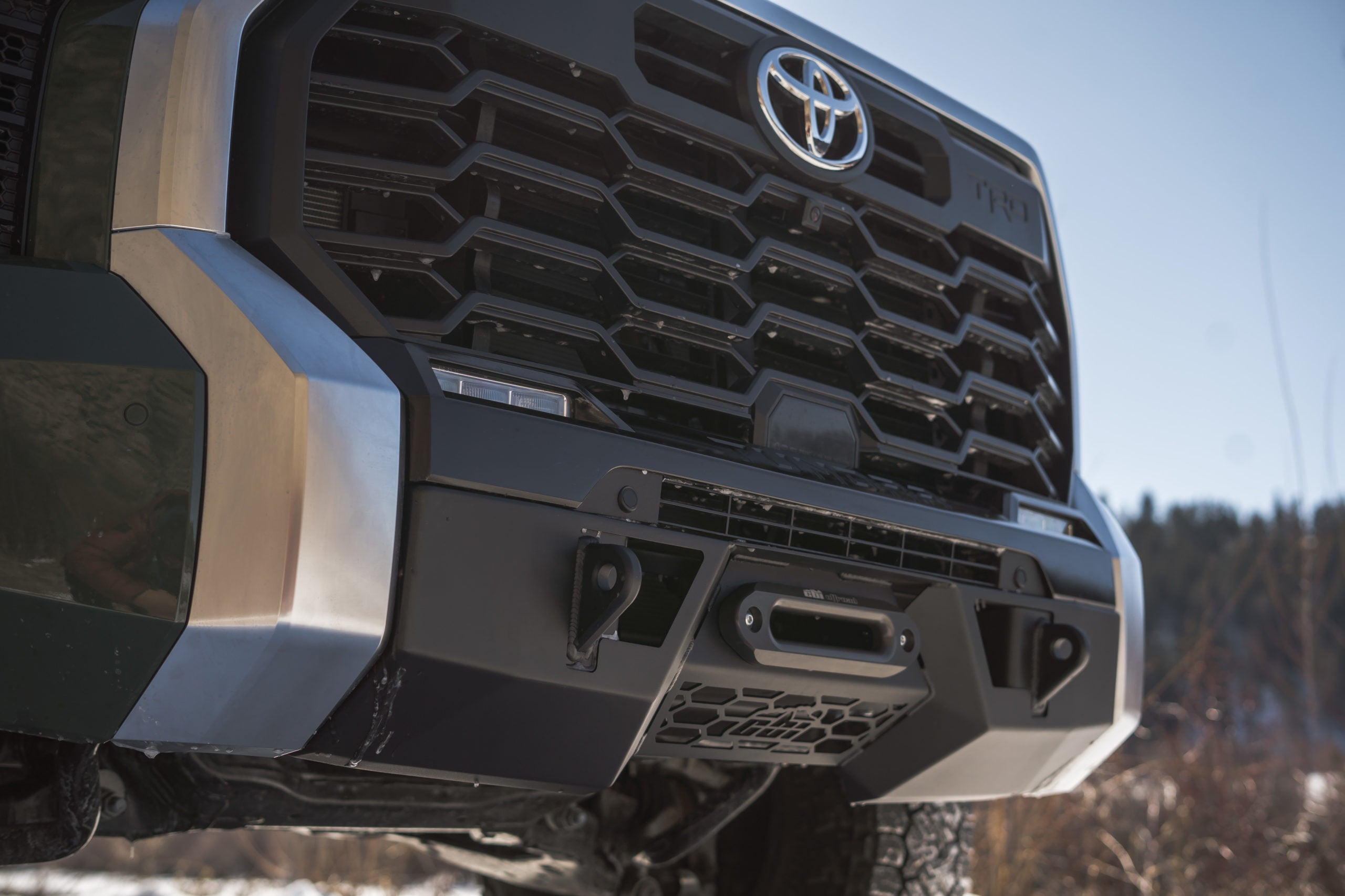 '22-25 Toyota Tundra CBI Off-Road Covert Series Front Bumper Close-up Display on Vehicle