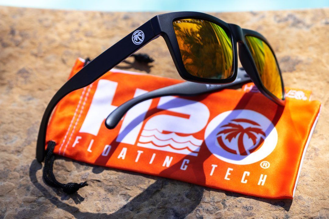 Heatwave - H20 Vise Floating Black Frame Sunglasses - Gold Rush lens