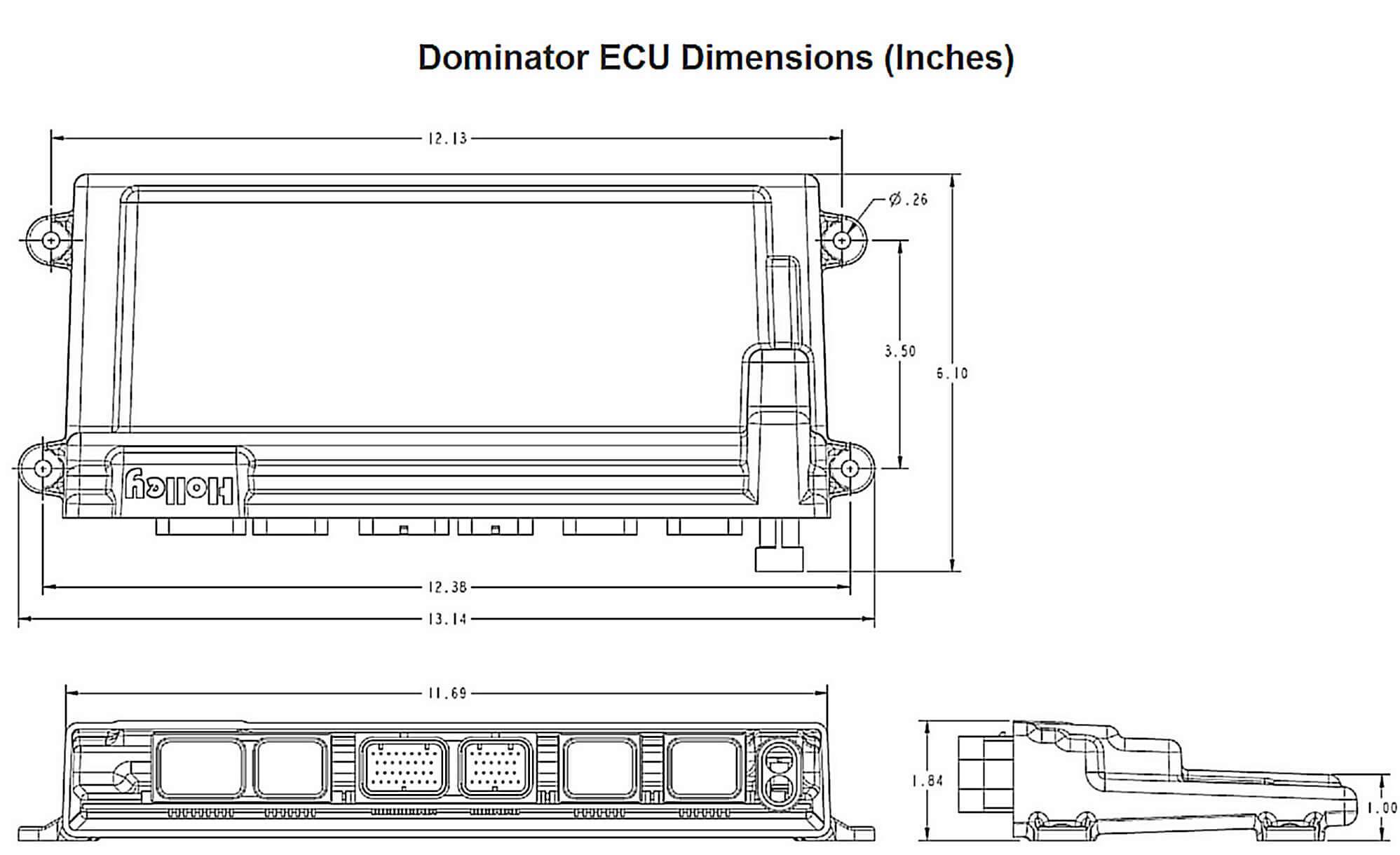 Holley Dominator EFI Vehicle Management System ECU size display