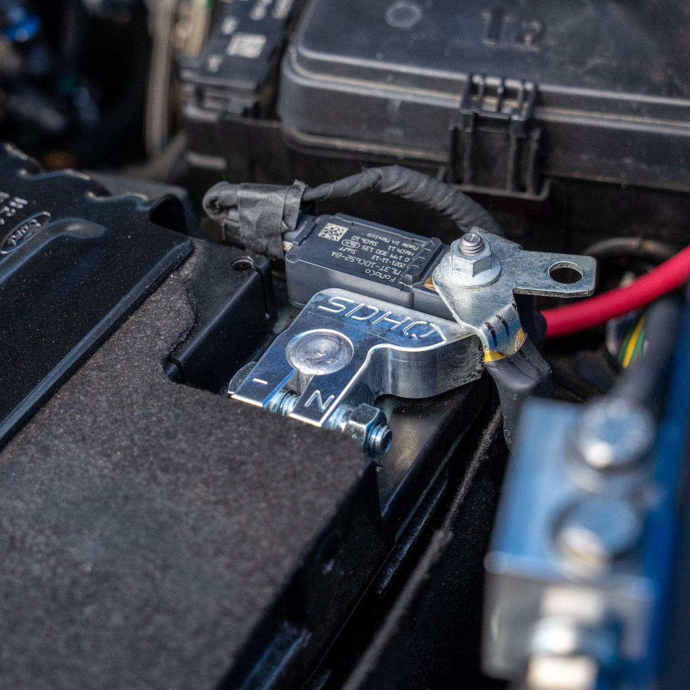 SDHQ Built Negative Battery Sensor Terminal Upgrade Kit installed