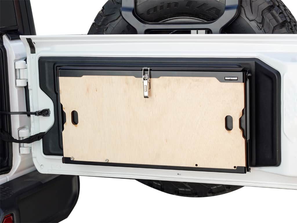 Jeep Drop Down Tailgate Table Display in Vehicle