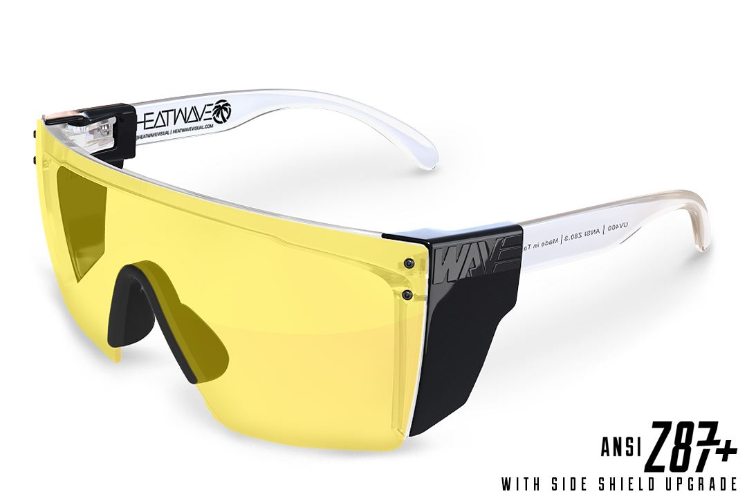 Lazer Face Series Clear Z.87 Sunglasses-Hi-Vis Yellow Lens Display with black side shields