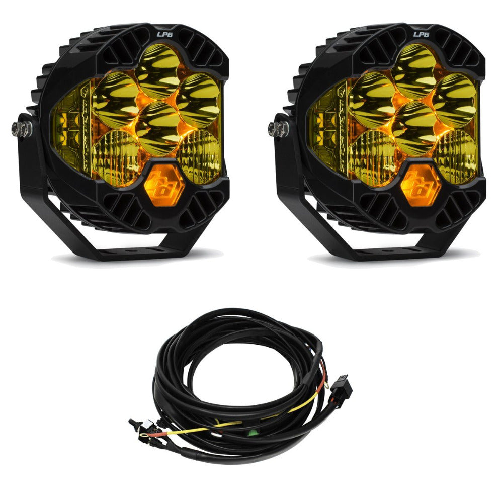 LP6 Pro LED Lights - Pair Lighting Baja Designs Display of Included Parts