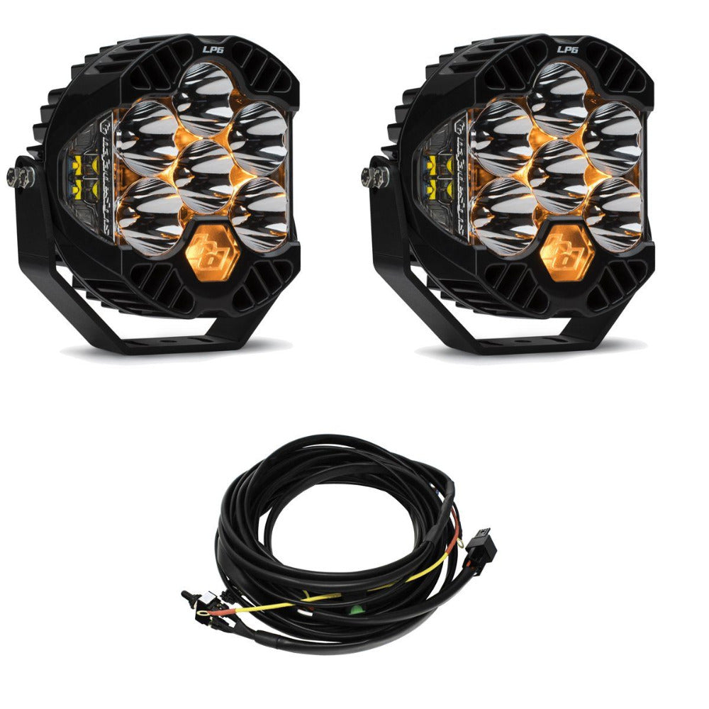 LP6 Pro LED Lights - Pair Lighting Baja Designs Display of Included parts