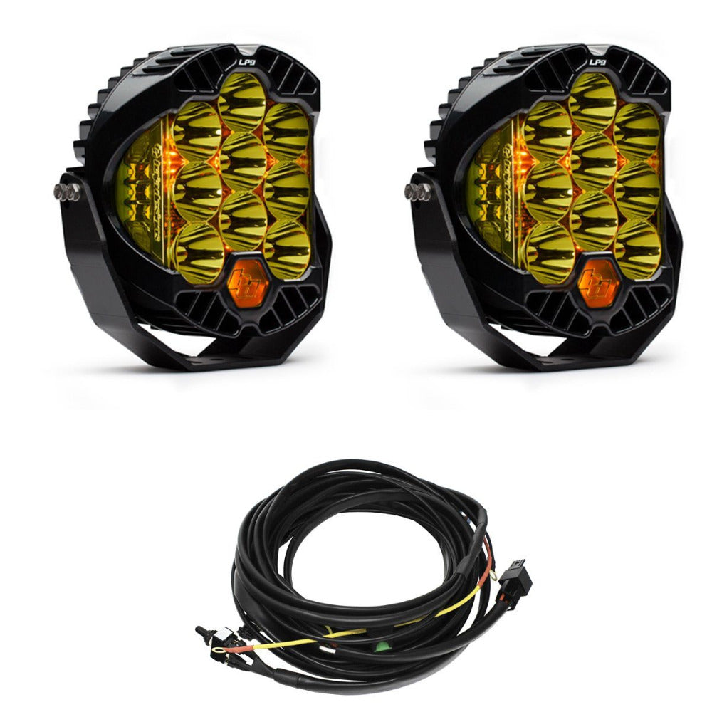 LP9 Pro LED Lights - Pair Lighting Baja Designs Display of Included Parts