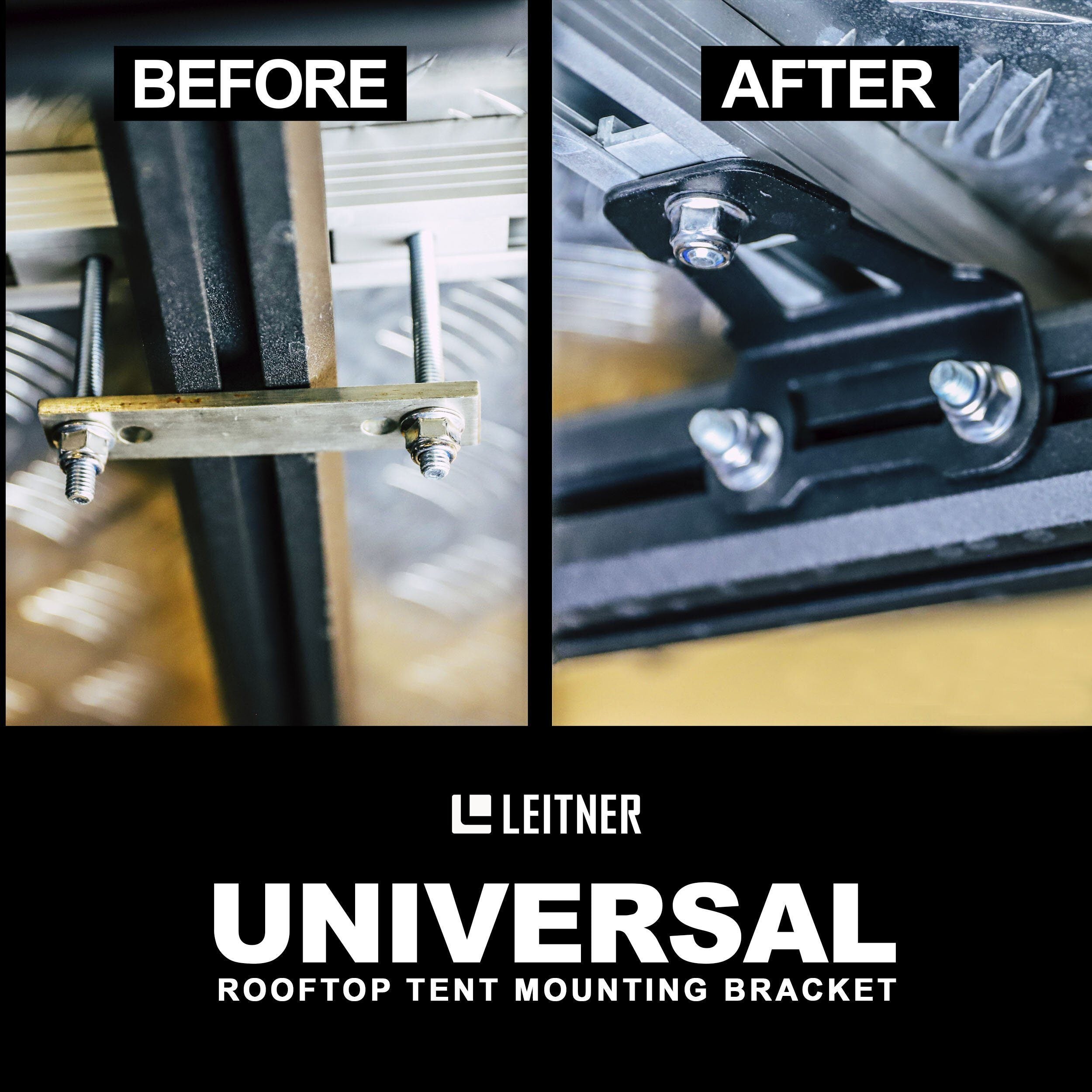 Roof Top Tent Mounting Bracket Kit Bed Accessories Leitner Designs (before/after comparison)