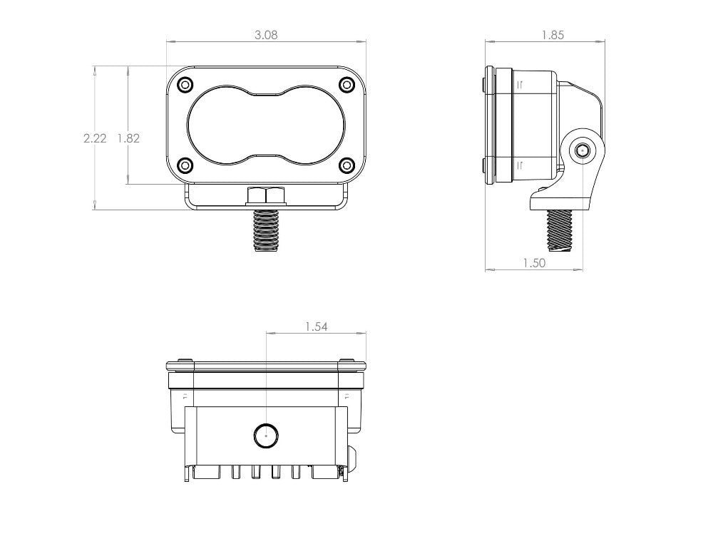 S2 Sport LED Light | Colored Lens Lighting Baja Designs Diagram of Measurements